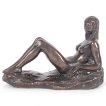 Ron Cameron, limited edition bronze sculpture, "Reclining Nude Girl", L8cm