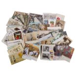 A quantity of Vintage and Antique postcards, including First World War military interest