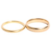 A 18ct gold wedding band, 3.4g, size Q and a 9ct gold wedding band, 3.9g size S