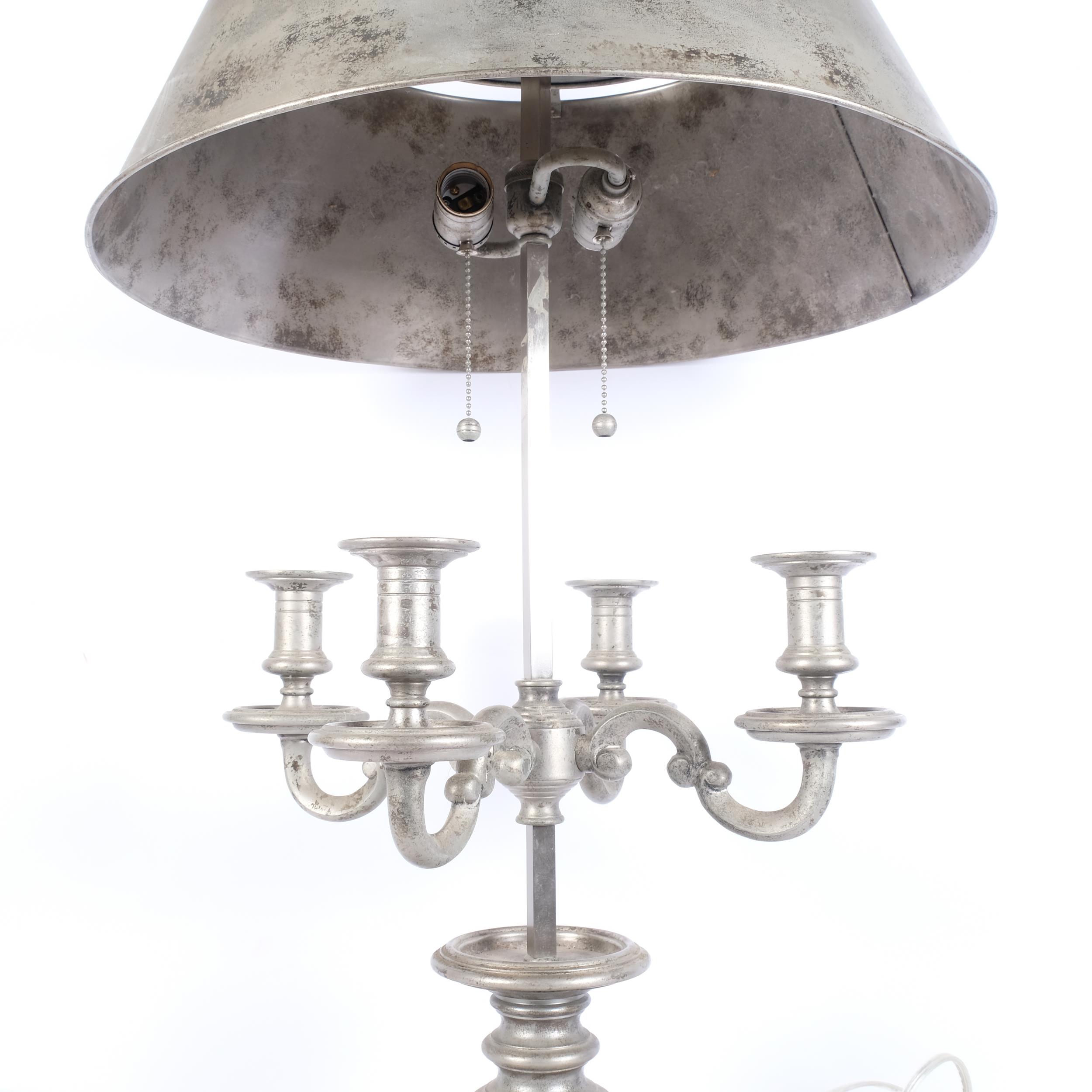 A large and impressive heavy metal toleware French Bouillotte style electric table lamp, with - Image 2 of 2