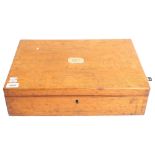 A 20th century oak canteen box with lift-out tray