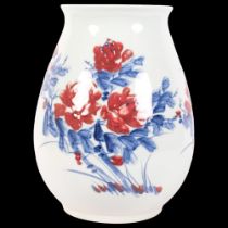 An Oriental design vase with painted floral decoration, H33cm Good overall condition, no cracks or