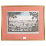 A pair of 19th century hand coloured prints, depicting Portsmouth Harbour, and the city of