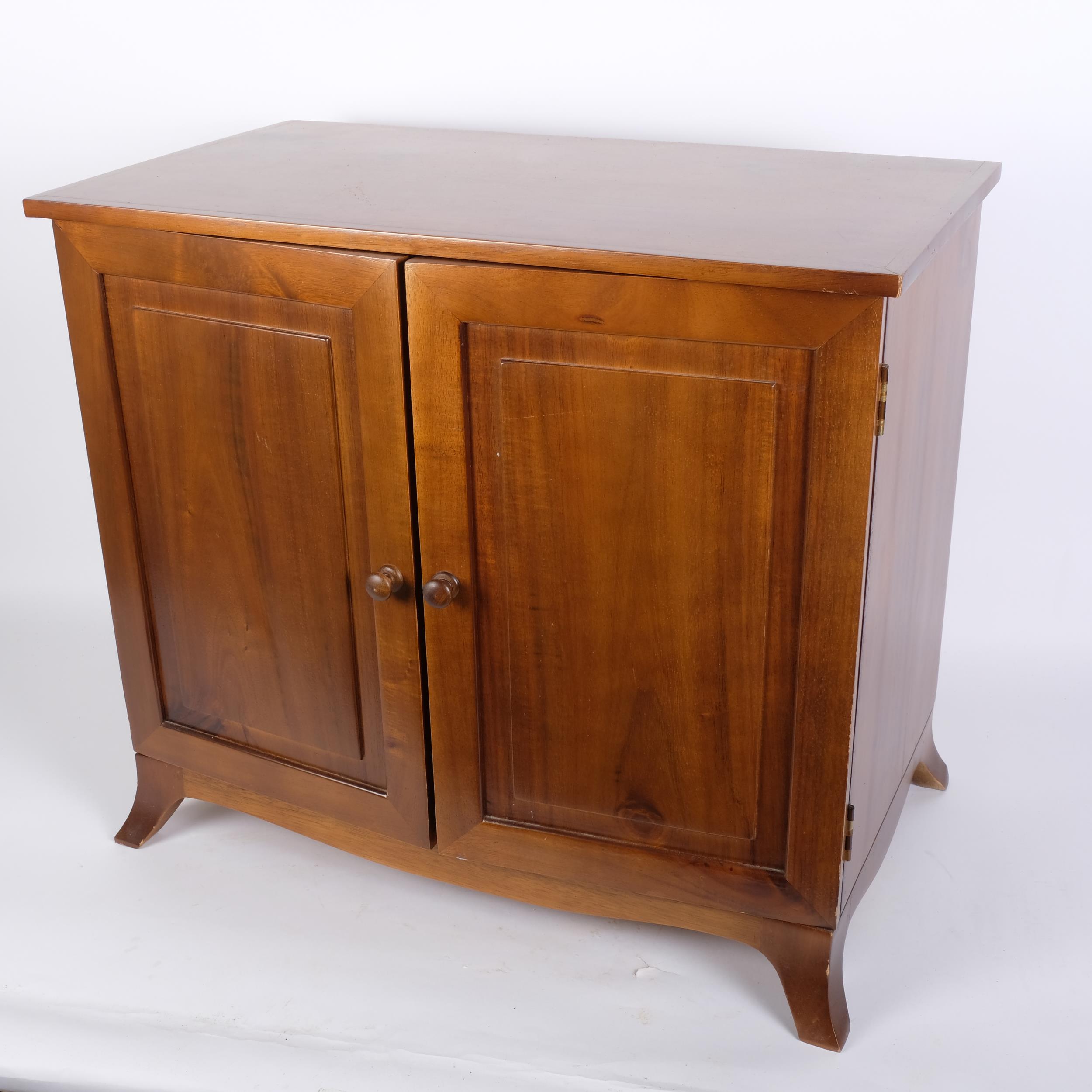 A modern walnut table-top collector's cabinet, the panelled doors opening to reveal 7 fitted - Image 2 of 2