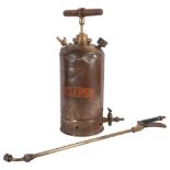 An Antique brass garden sprayer, by Eclipse, with plunge handle