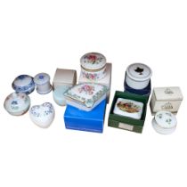 Porcelain pillboxes, including Richard Ginori, and Royal Albert, a Caithness paperweight, and 2
