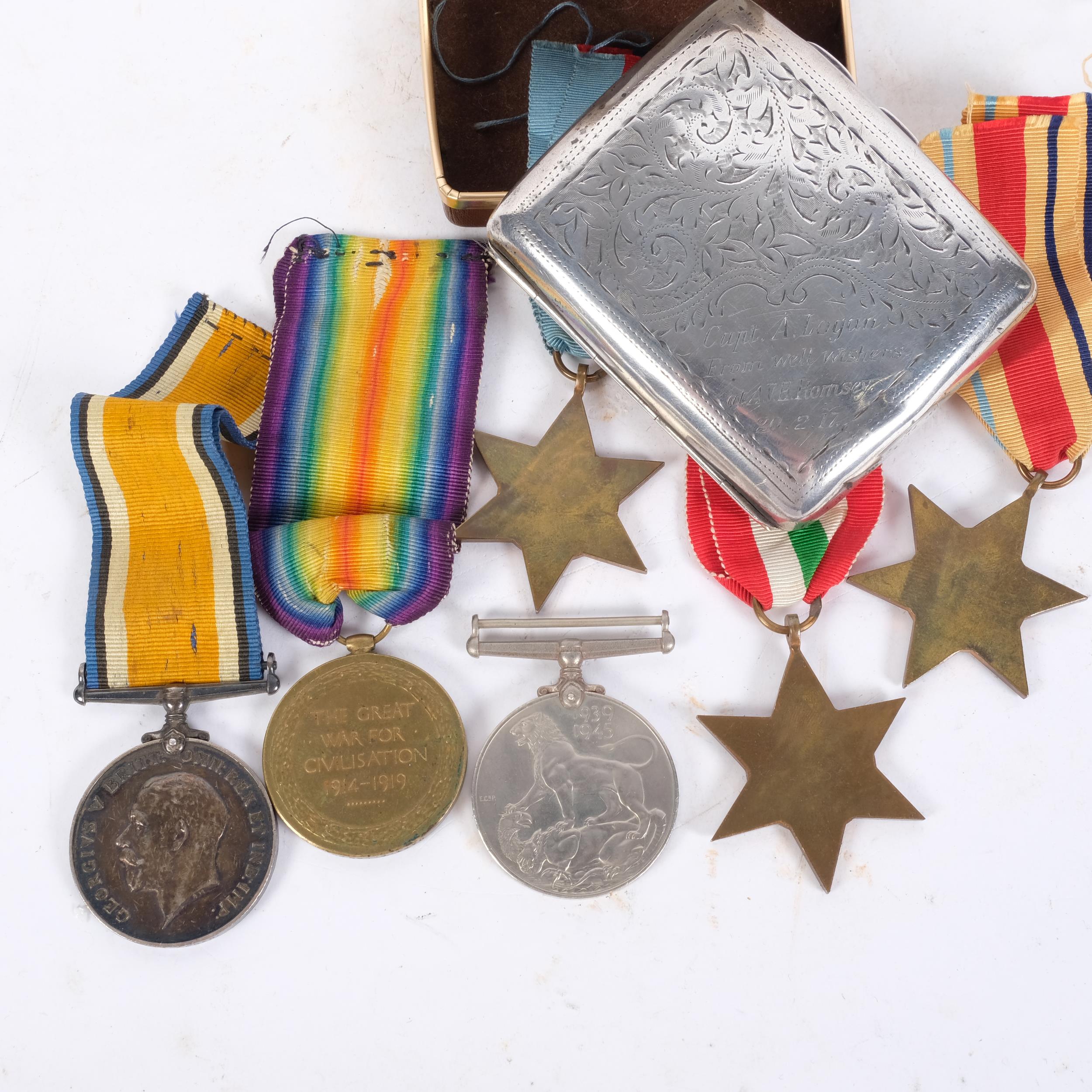 A group of military medals, including 2 First World War named to Capt. A. Logan (no other - Image 2 of 2