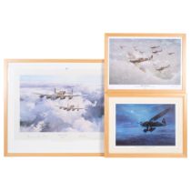 4 framed prints of aircraft, including Robert Taylor "The Lancaster VCs", signed by Norman Jackson