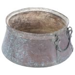 An Antique 2-handled copper pan, H21cm