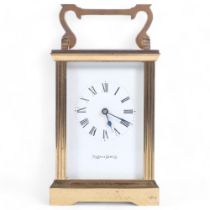 MAPPIN & WEBB LTD - a brass-cased carriage clock, height not including handle 11cm, with key