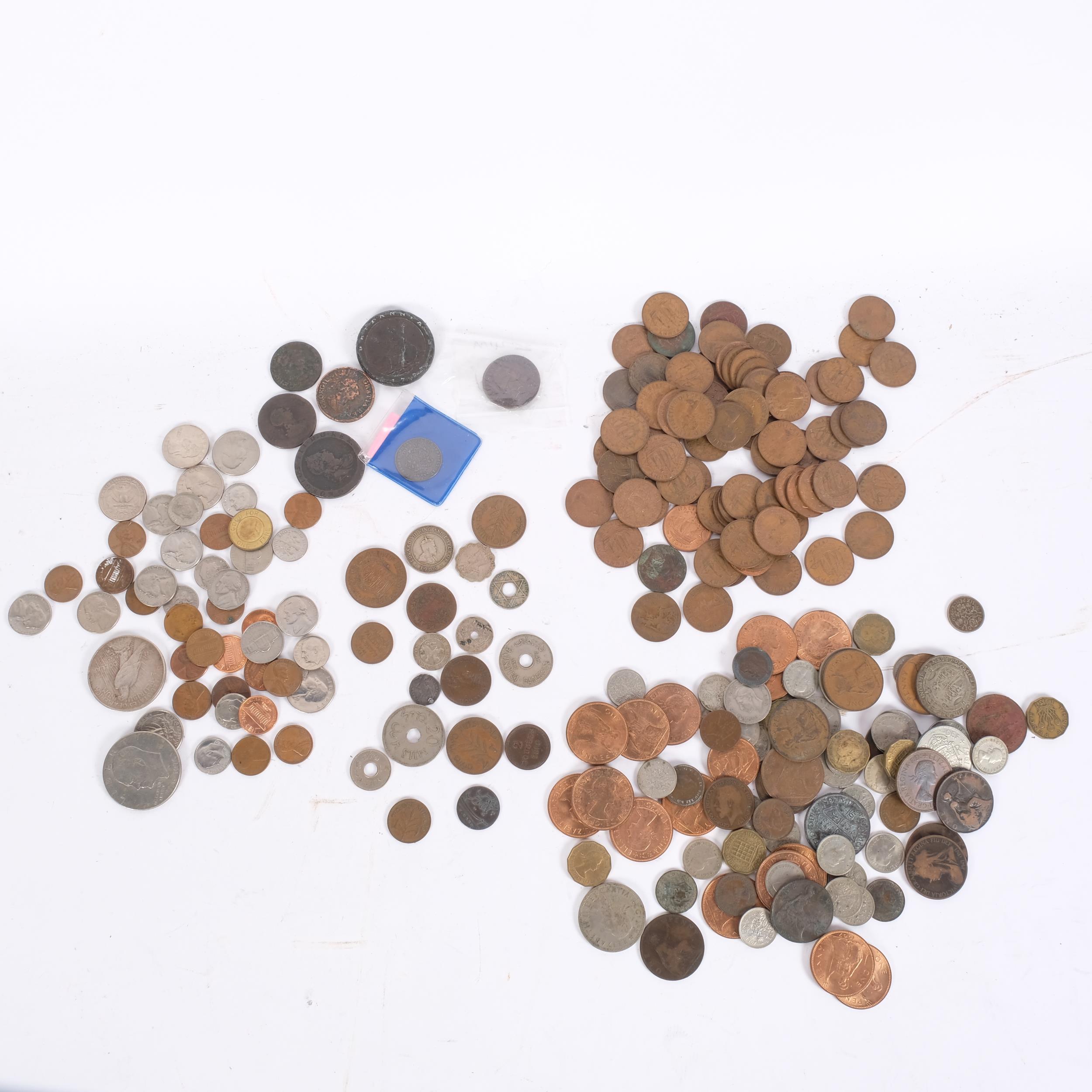 British pre-decimal coins, foreign coins, a Midland Bank money box, English and German banknotes, - Image 2 of 2