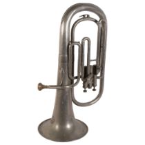An Antique French tenor horn, manufactured by Gantoise D'Instruments De Musique, with associated