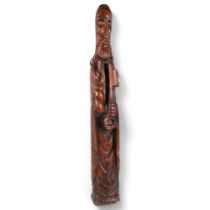 A carved and stained pine study of St Peter, H92cm