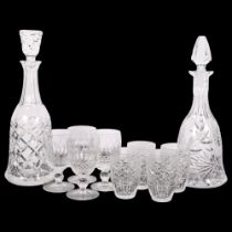 A set of 4 Waterford Crystal goblets, 12cm, crystal decanter and stopper, and another, and a set