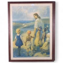Tom Curr, an early 20th century coloured print, follow me, framed, and another, the hope of the