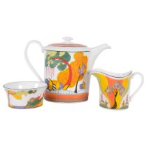 CLARICE CLIFF for WEDGWOOD - a 3-piece limited edition tea set, from the Connoisseur Collection,