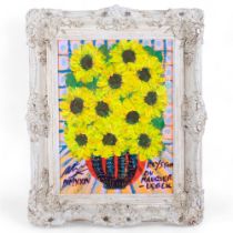 Royston Du Maurier Lebek, oil on canvas, study of sunflowers, 55cm x 45cm overall