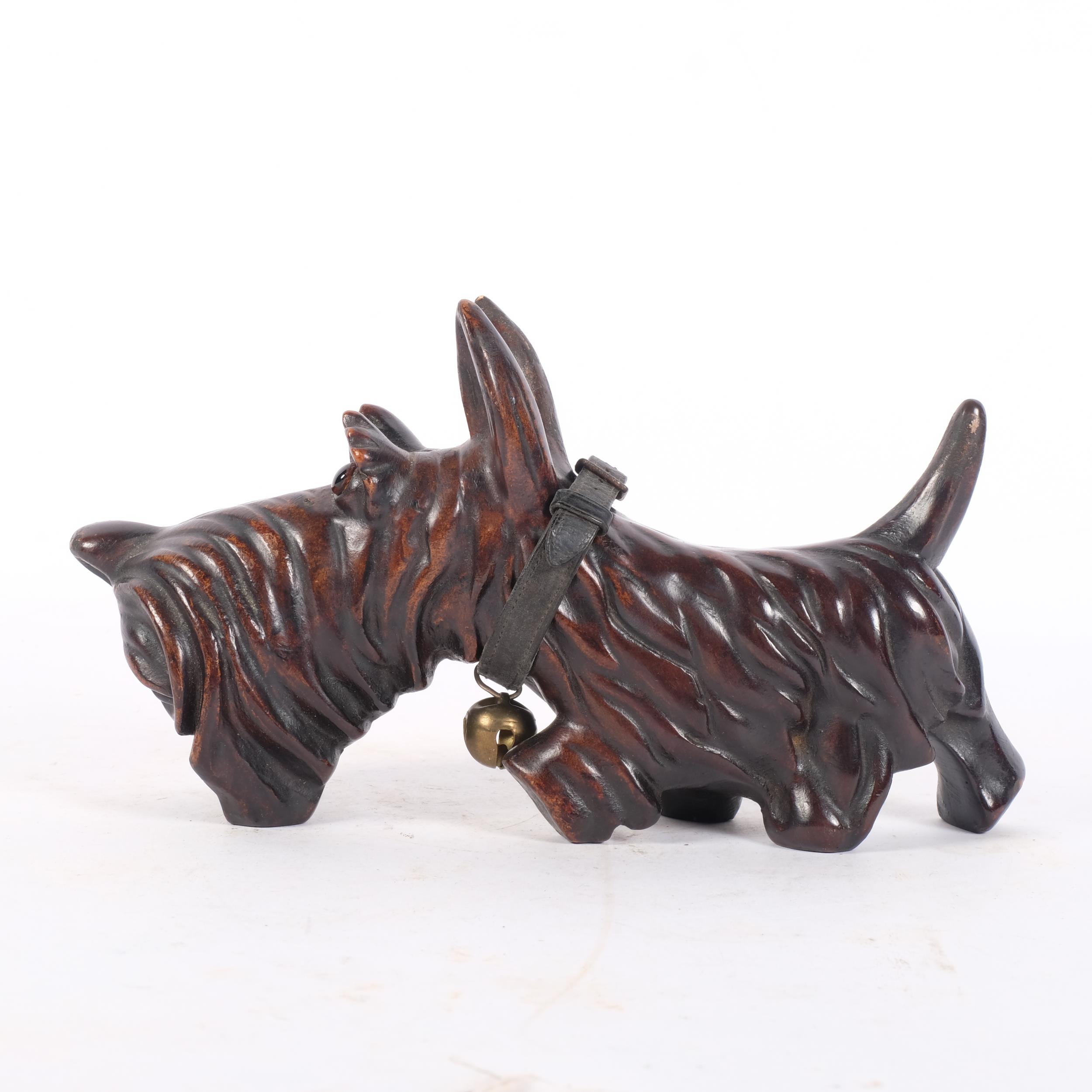 A Black Forest style carved study of a Scottie dog, L21cm - Image 2 of 2