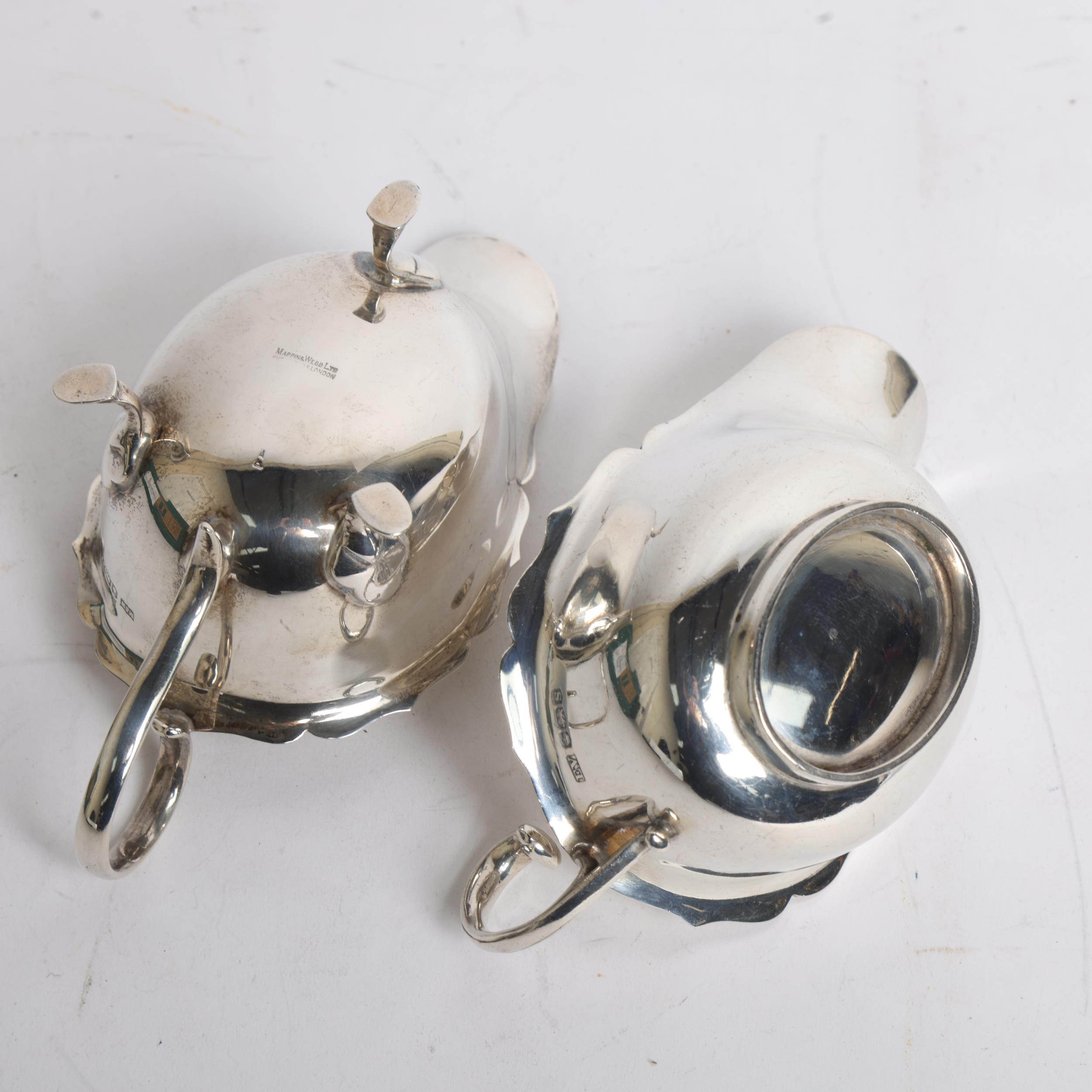 2 silver sauce boats, 7.6oz, 1 by Mappin & Webb for hallmarks for Sheffield 1957, the other - Image 2 of 2