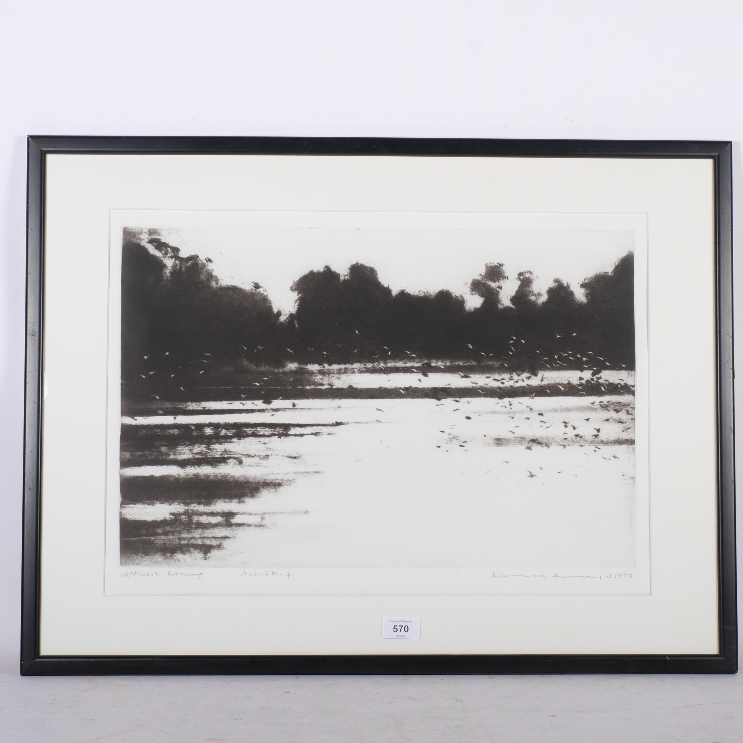 Norman Ackroyd CBE RA Artist's proof, indistinctly signed, dated 1980, monochrome study, - Image 2 of 2