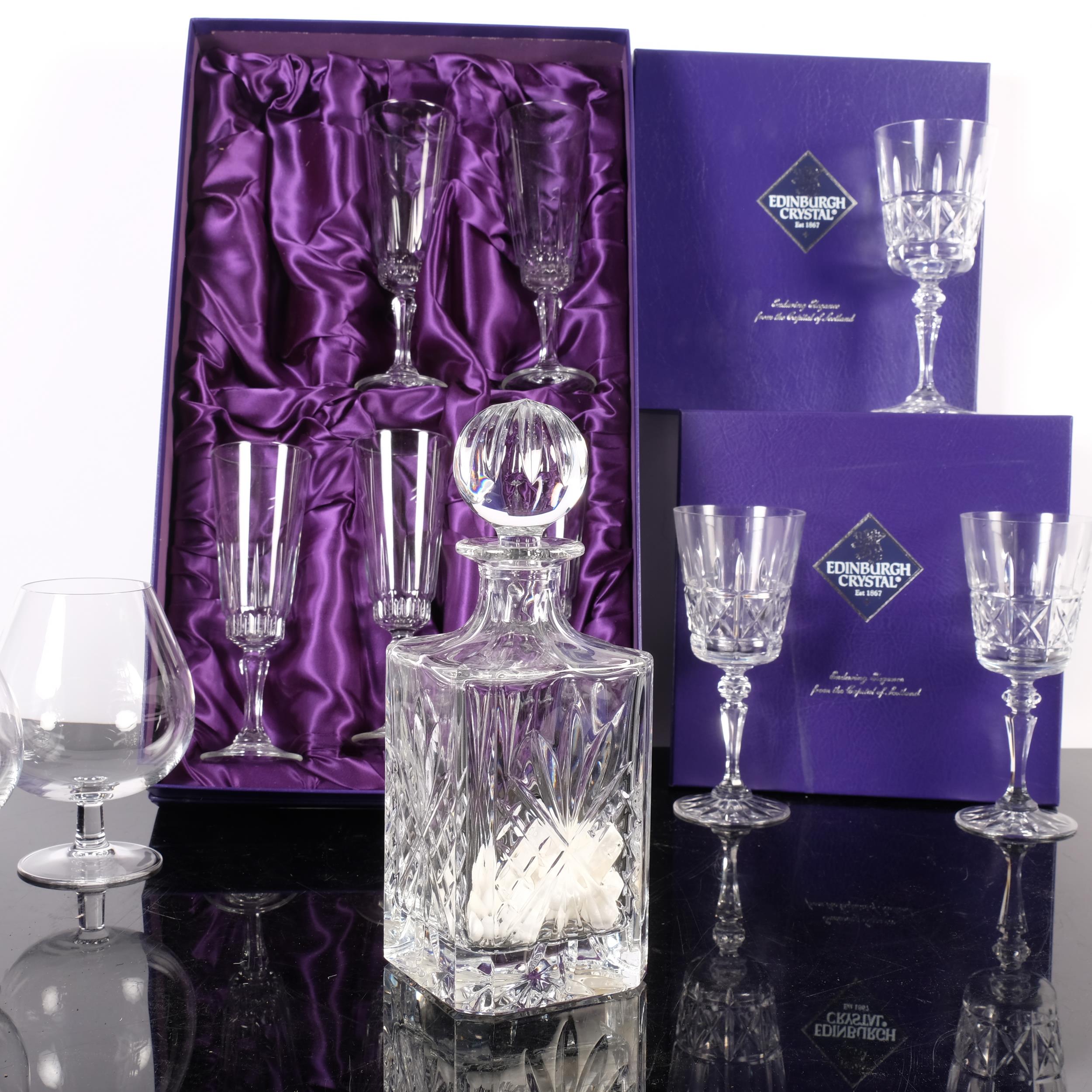A quantity of Edinburgh Crystal and Royal Scott Crystal glassware, various faceted wine glasses, - Image 2 of 2