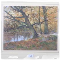 Charles Gruppe (Canadian, 1860 - 1940), autumnal woodland river, watercolour, signed, 33cm x 41cm,