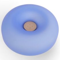 A Foscarini "Circus" ceiling/wall lamp, soft blown frosted blue glass with white steel centre plate,