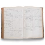 An early 20th century half leather-bound Accounts ledger, relating to a country vet, entries date