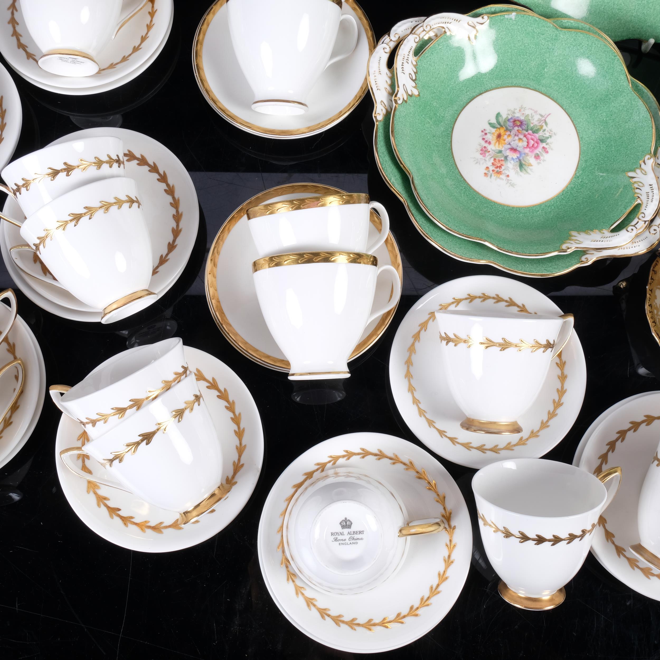 Royal Albert coffee cups and saucers, with gilded friezes, Hammersley china coffee cups and saucers, - Image 2 of 2