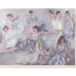 A 1966 Russell Flint print, depicting dancers, signed in pencil, framed, 77cm x 90cm overall