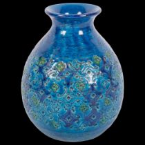 Aldo Londi, a Batossi Rimini Blu Spagnolo range vase, with incised decoration, H19cm, unmarked