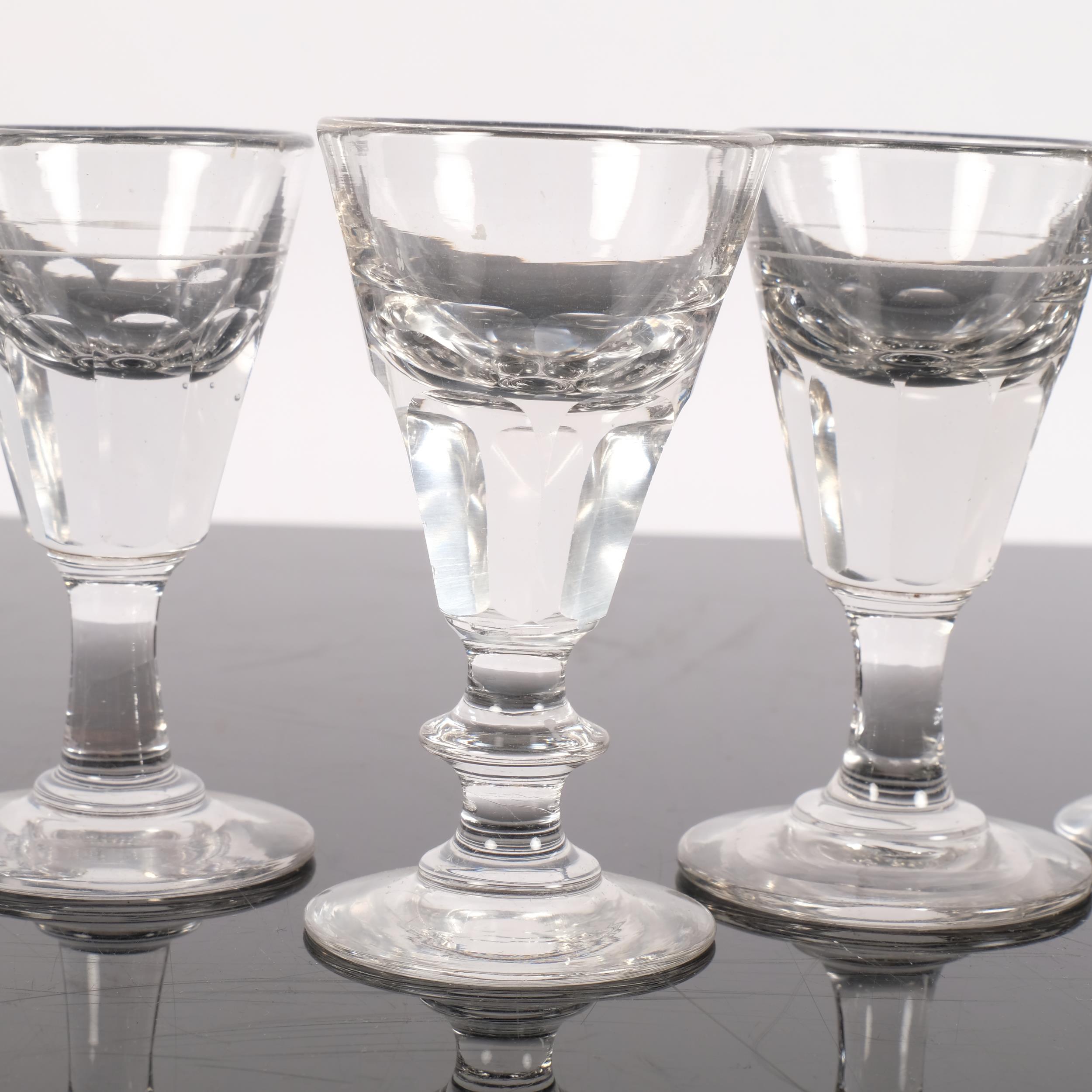 6 cut-glass toasting glasses, tallest 10cm - Image 2 of 2