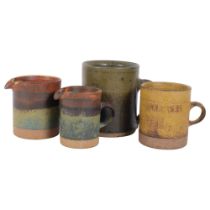 Robin Welch, 1970s Studio pottery, 2 mug and 2 jugs, with maker's marks