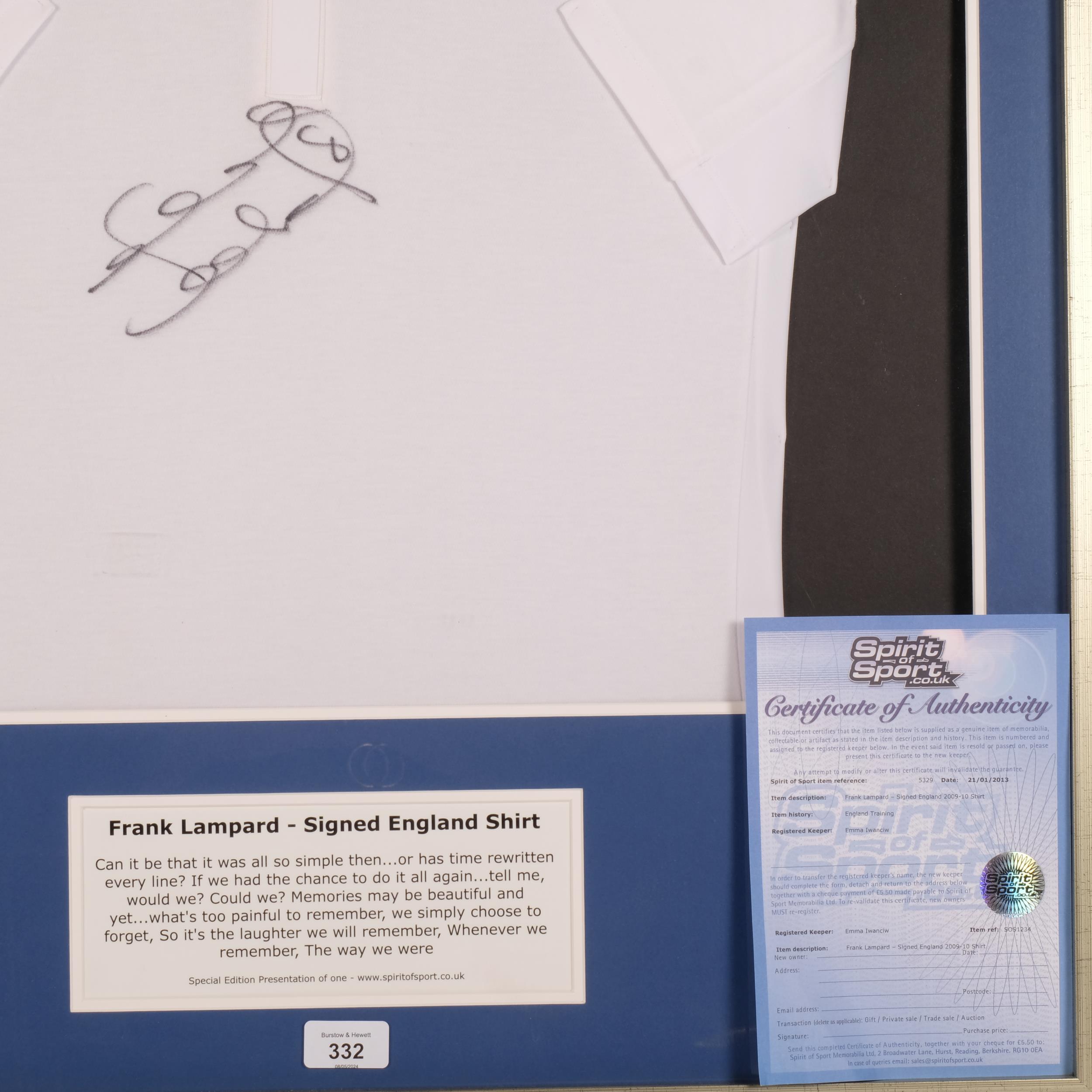 Frank Lampard, a signed England shirt, with certificate dated 21/01/2013, Season 2009 - 2010, - Image 2 of 2