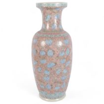 A large Oriental design baluster vase, with enamelled floral decoration, H60cm Vase has numerous