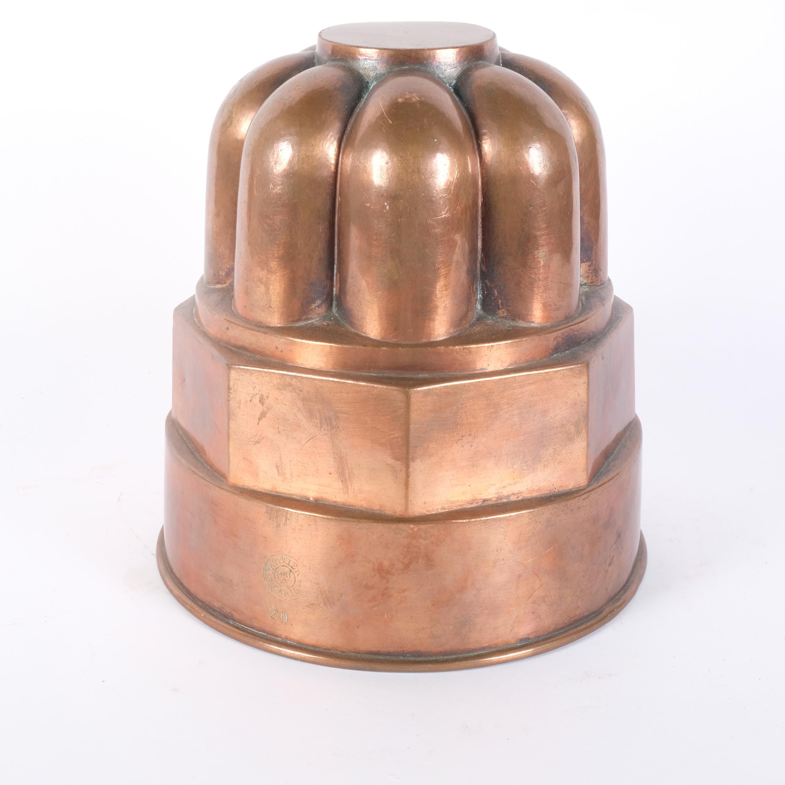 A large 19th century French copper and tin cake/jelly mould, H22cm, impressed Trottler Paris 20 - Image 2 of 2