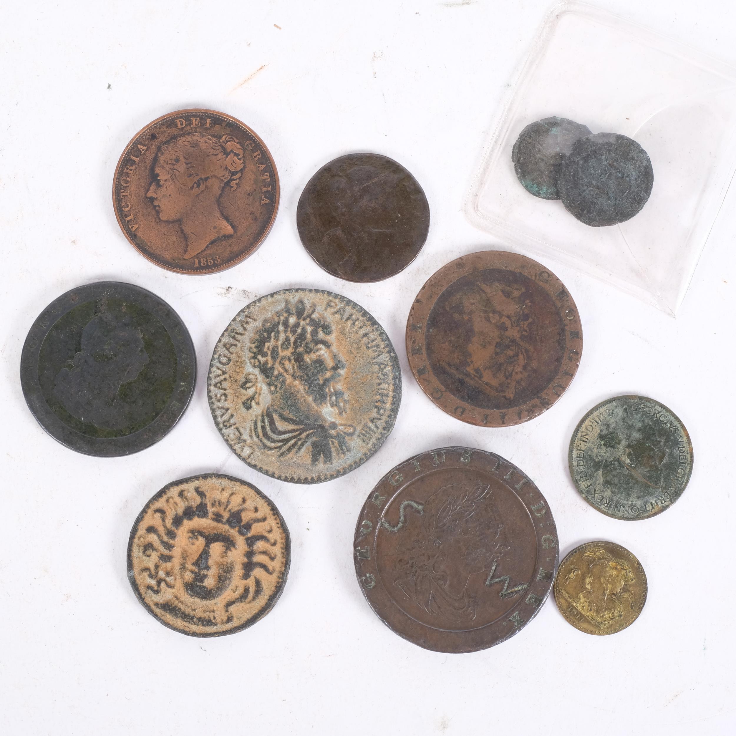 A tin of various British coins, cartwheel pennies, etc - Image 2 of 2