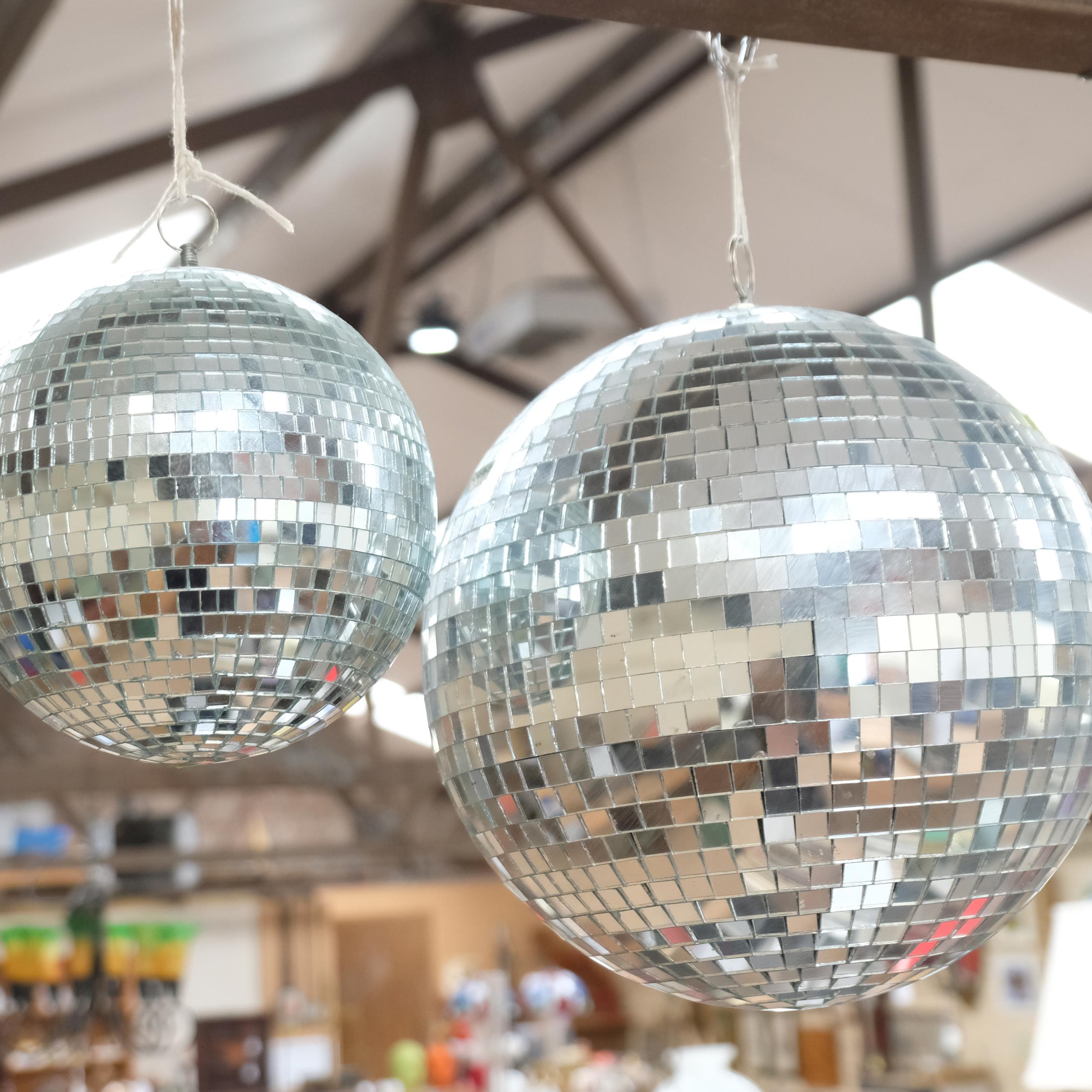 A large Vintage disco glitterball, diameter approx 40cm, and a second smaller disco glitterball (2) - Image 2 of 2