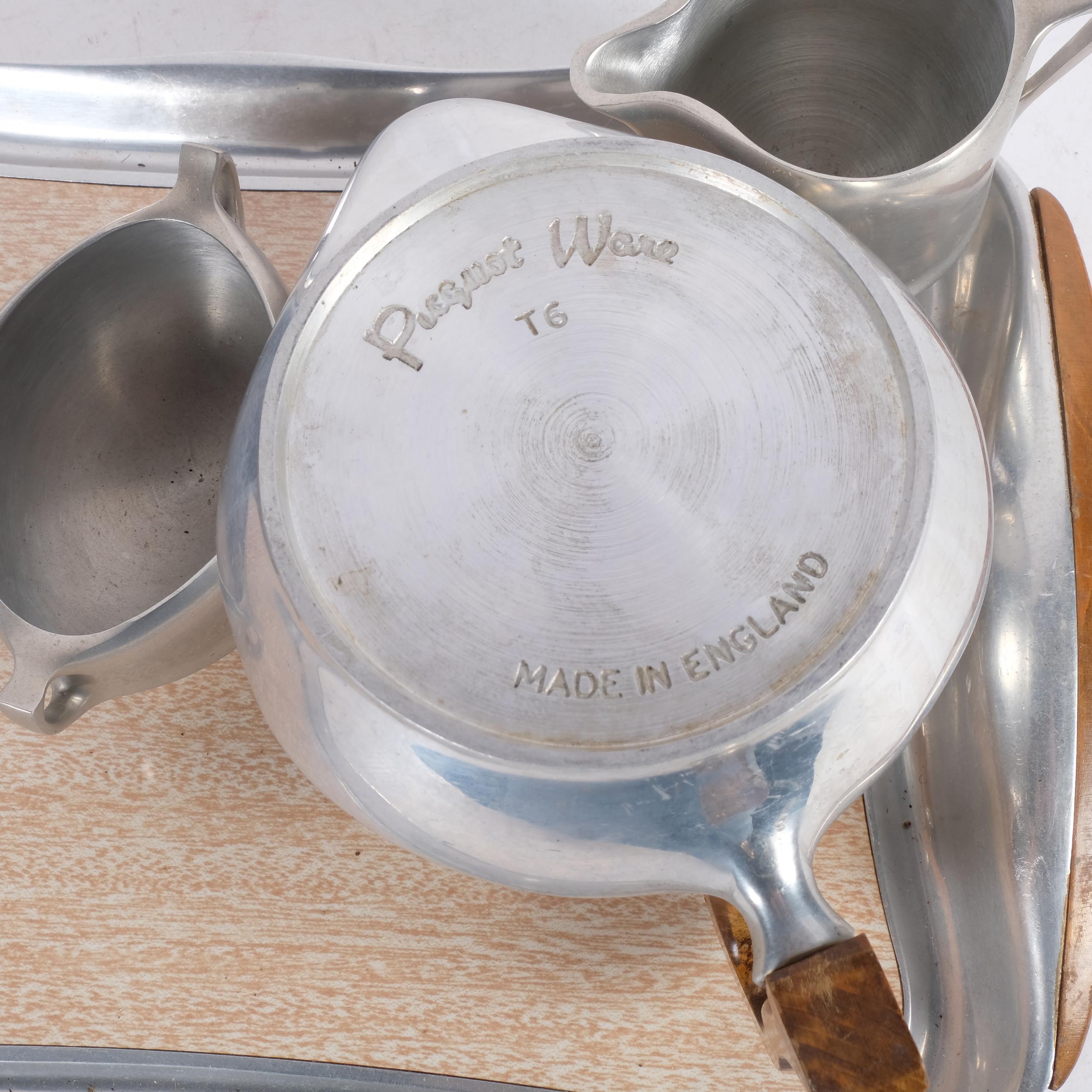 1950s aluminium Picquot Ware tea set on matching tray - Image 2 of 2