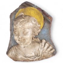 Vintage painted plaster sculpture of the Baby Jesus, H41cm