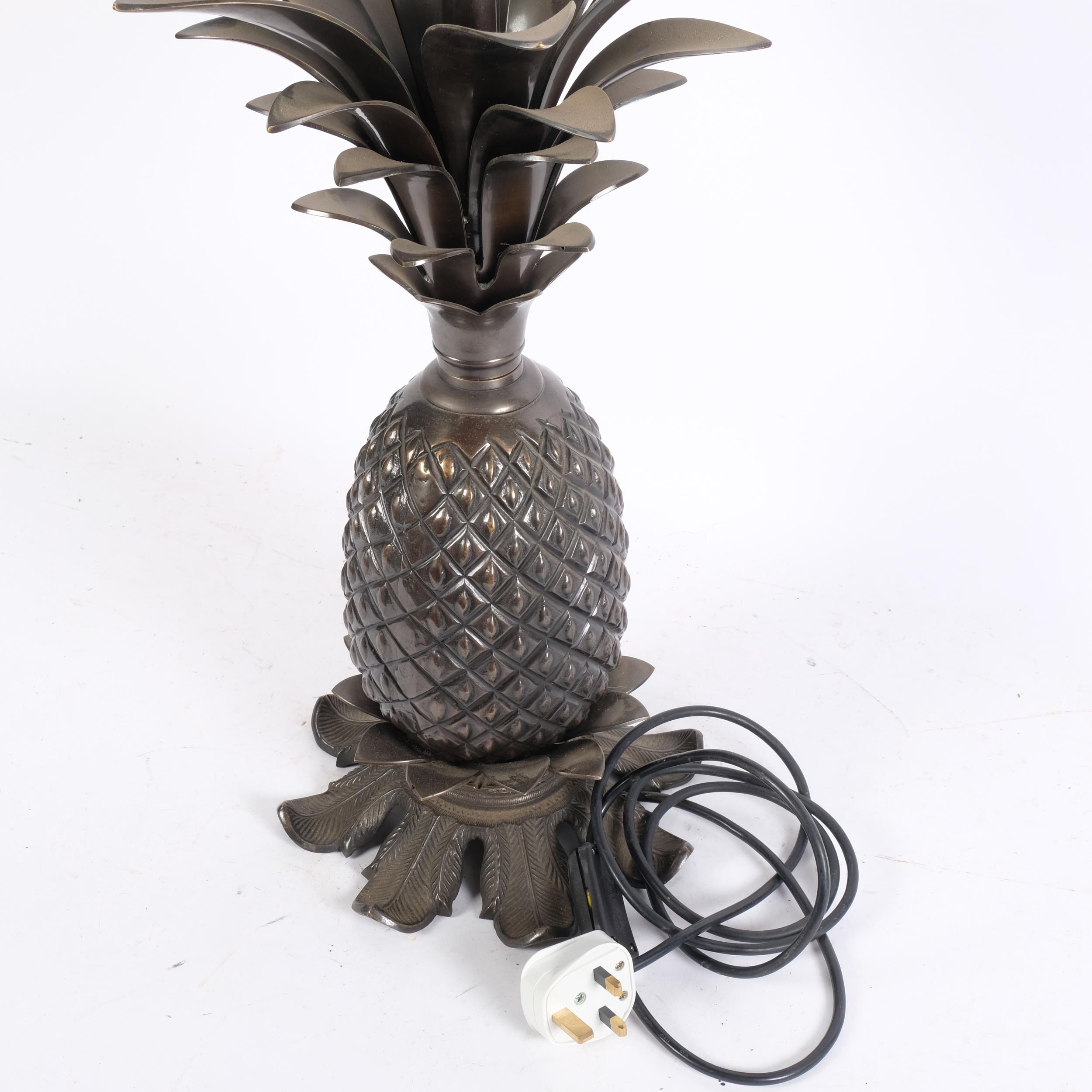 A cast-bronze pineapple design table lamp, 52cm - Image 2 of 2