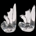 Charles Schneider, a pair of abstract glass sculptures, H26.5cm, both marked Schneider Paris