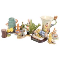 A Wade Heath Snow White and the Seven Dwarfs musical jug, a collection of Beatrix Potter Winnie