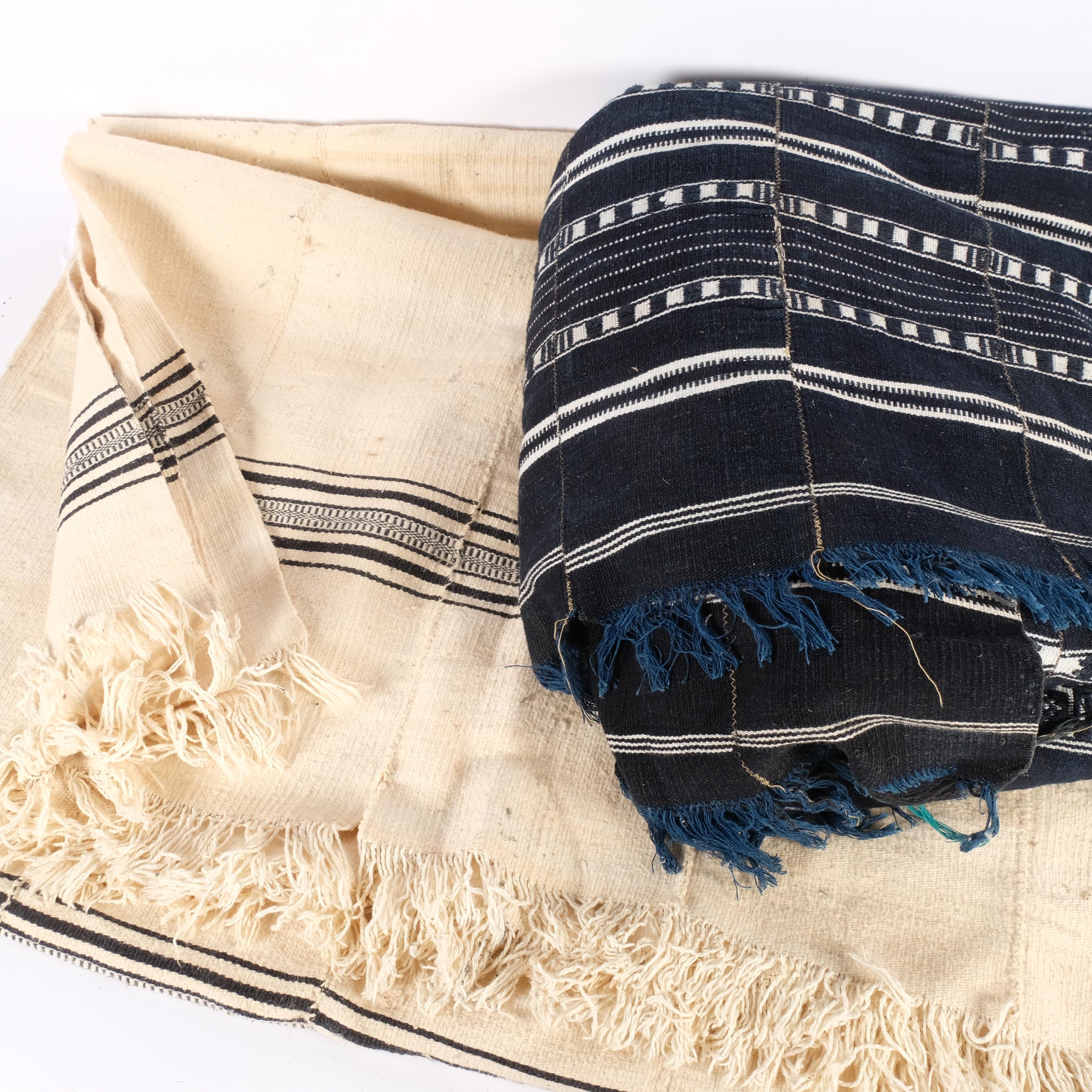 A blue ground Ethnic blanket, with various symmetrical design, approx 240cm x 150cm, and a second - Image 2 of 2