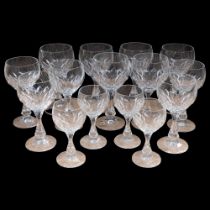 6 German Zweisel cut-crystal wine goblets, H16.5cm, 5 matching smaller goblets, and 4 Port glasses