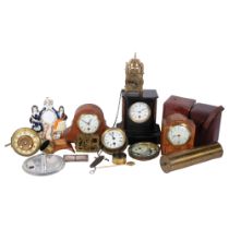 A collection of various clock movements, cases and accessories (boxful)