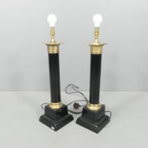 A pair of contemporary Corinthian column table lamps in the Regency manner. Height overall 80cm.