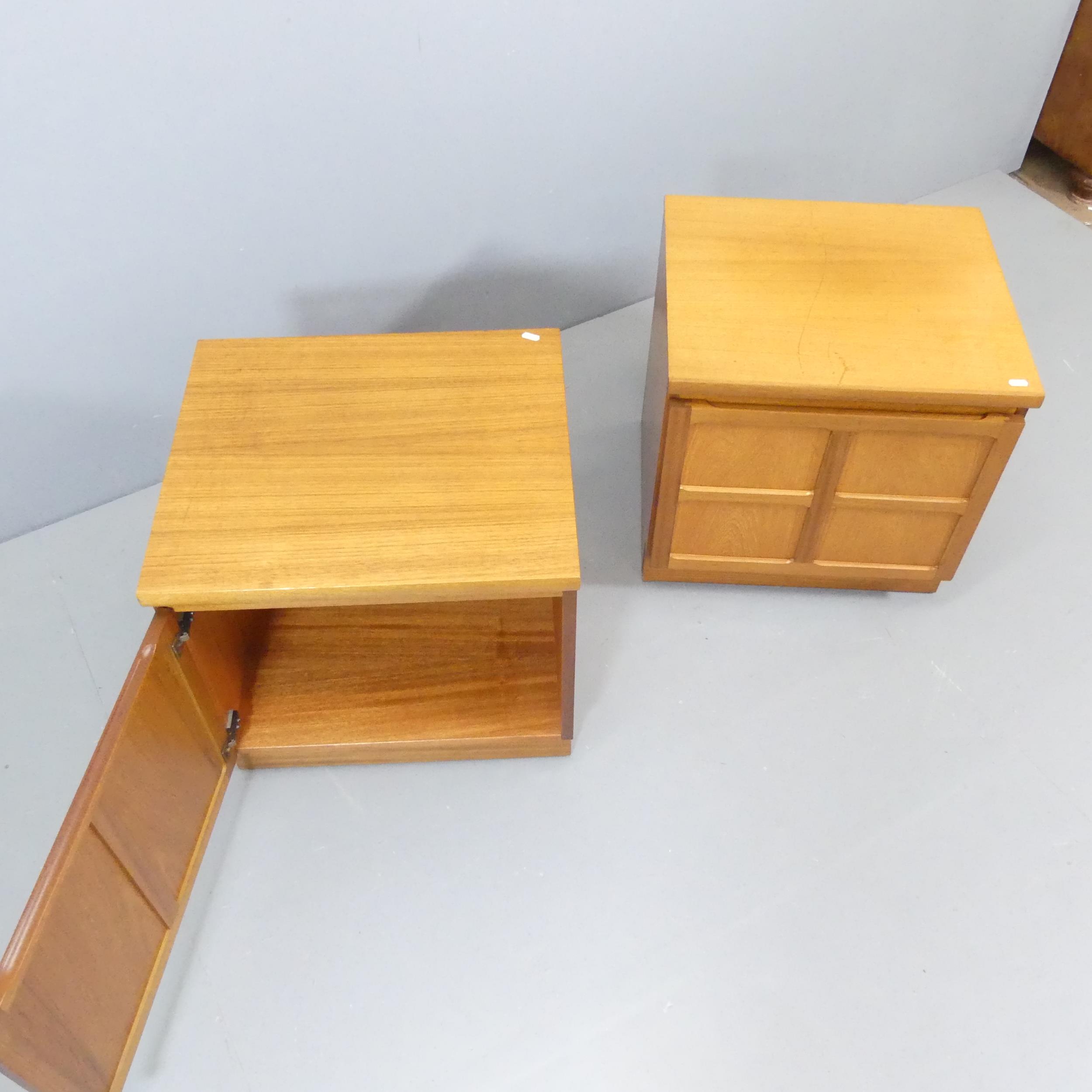 PARKER KNOLL - A pair of teak low or bedside cabinets, maker's mark to rear. 52x52x46cm. - Image 2 of 3