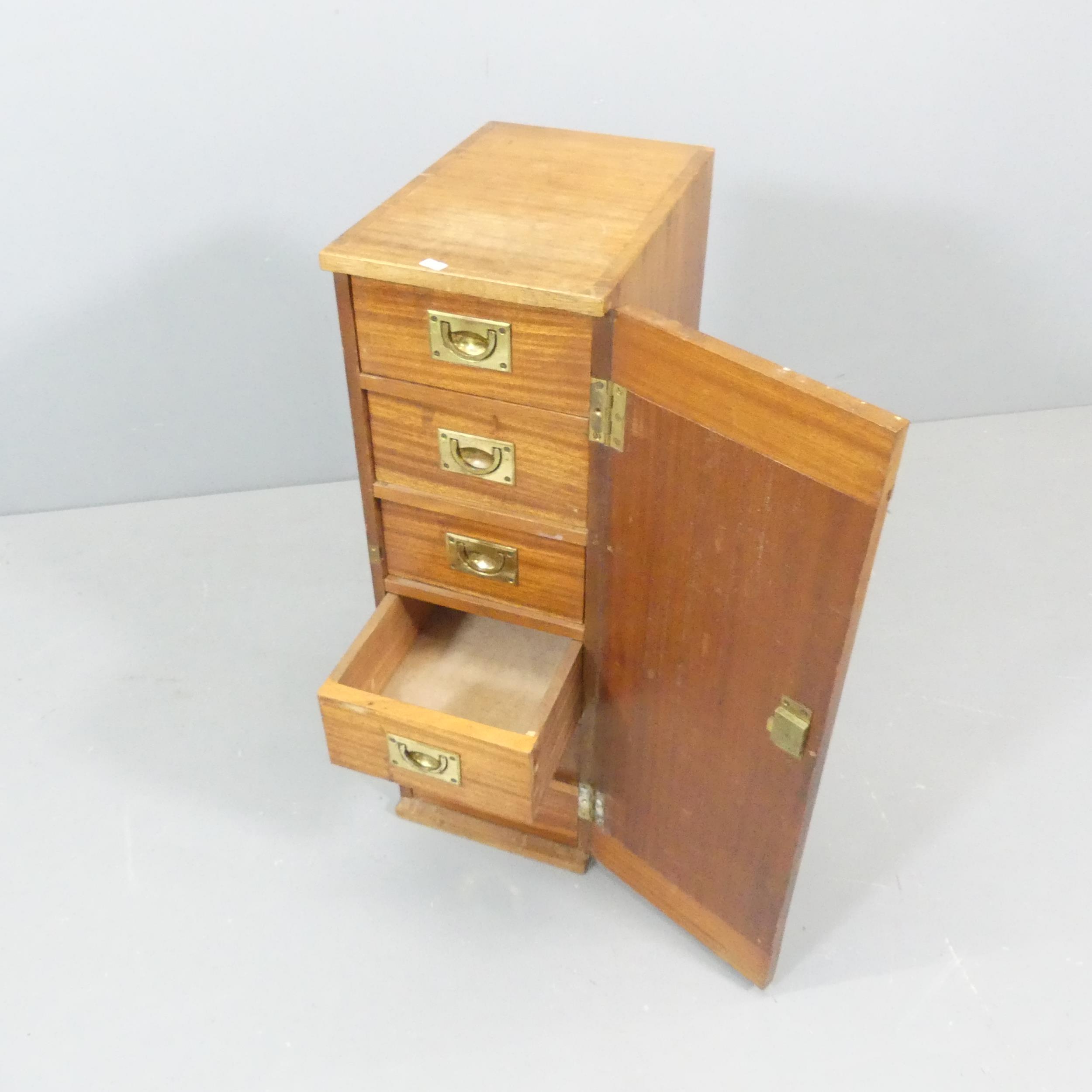 A vintage teak filing chest of small proportions, the locking door concealing 6 drawers with - Image 2 of 2