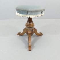 A Victorian walnut height adjustable piano stool, with impressions for H Brooks Limited.